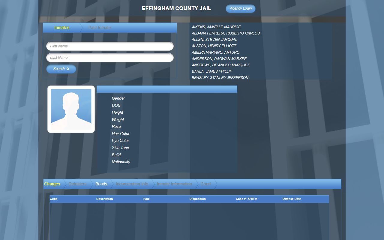 Effingham County inmate population compact jail roster search