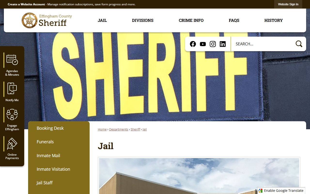 Effingham County Jail roster and contact page